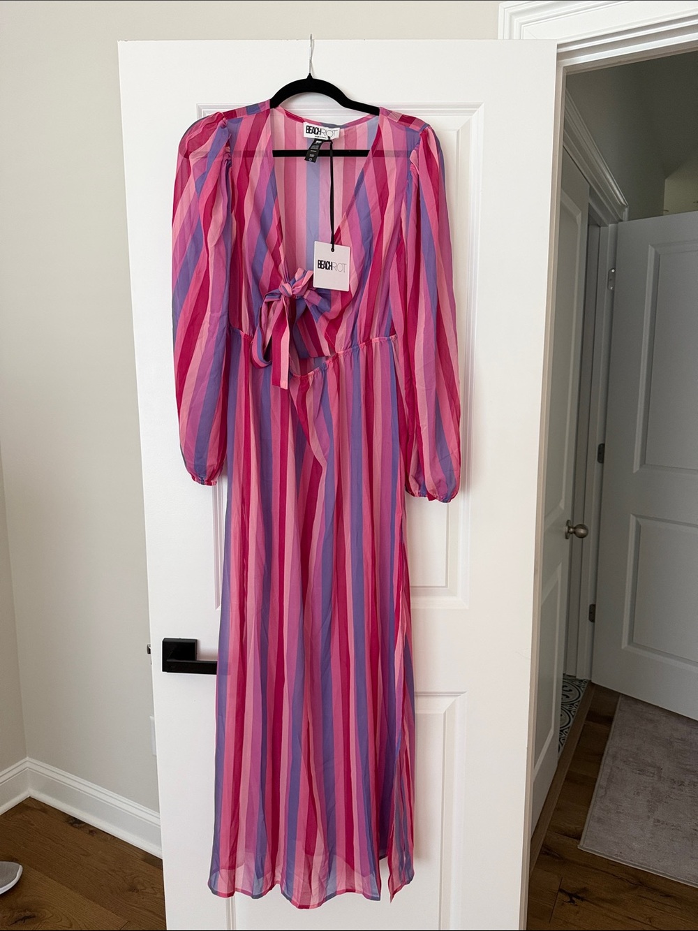 Beach Riot Pink & Purple Striped Maxi Coverup